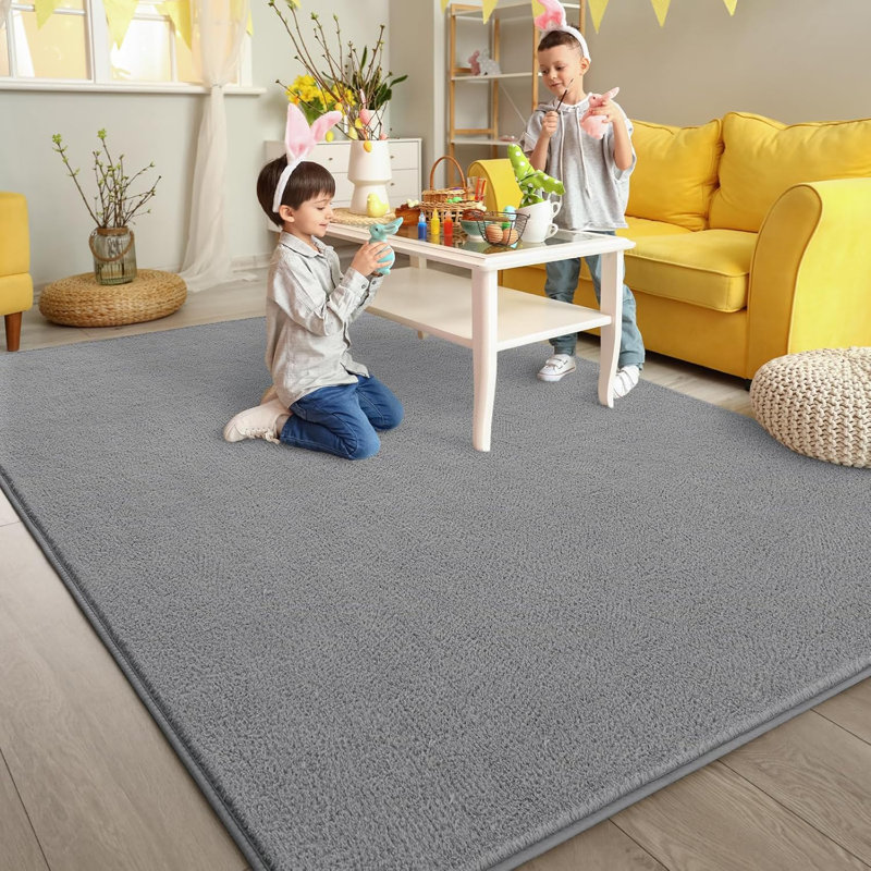 Solid Colour Shag Area Rug, Rectangle 183 x 275 cm, Gray