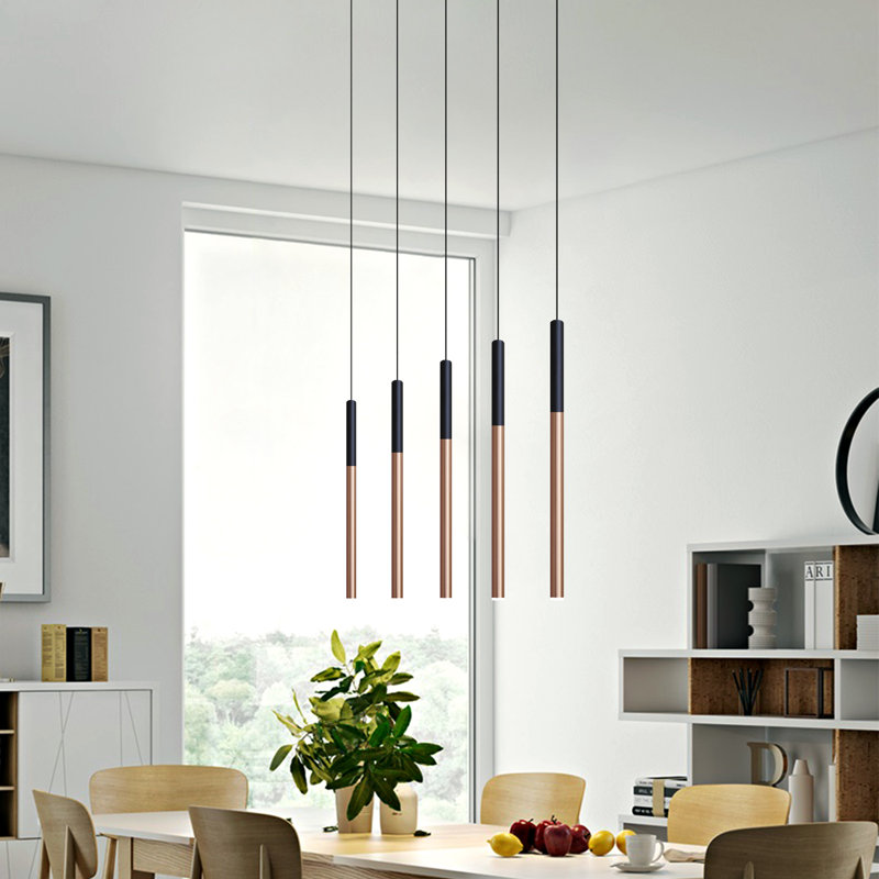Baileyton 5 - Light Kitchen Island Pendant, Black Top/Brushed Copper