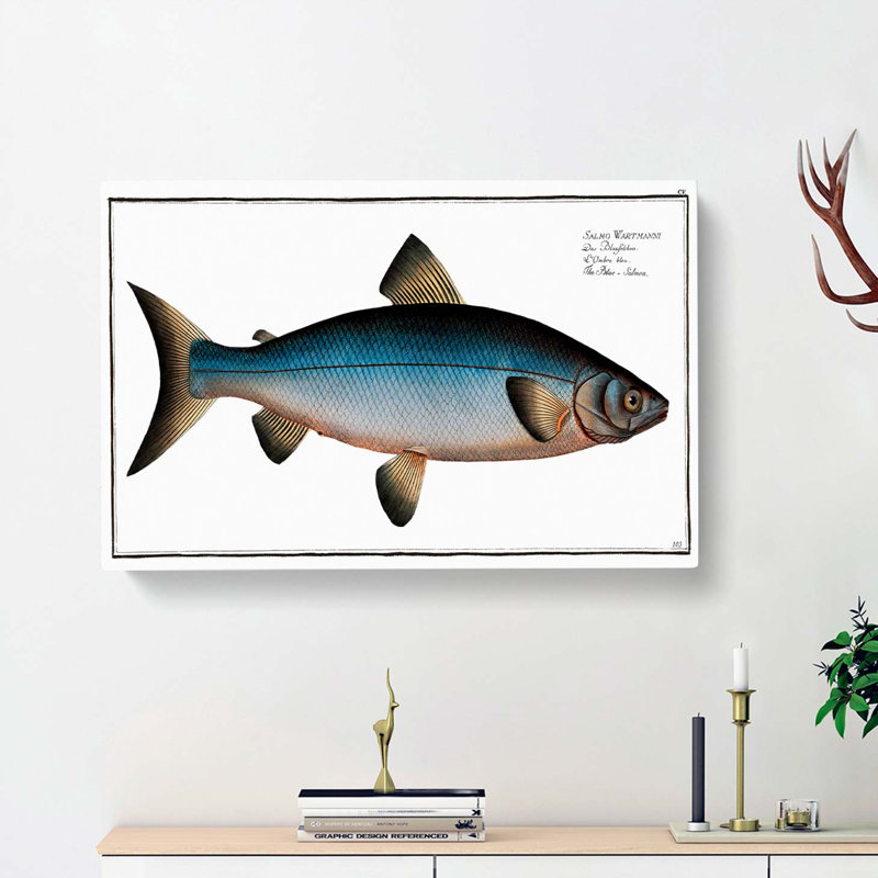 Blue Salmon Fish by M.E. Bloch - Wrapped Canvas, 50cm H x 76cm W x 3cm D