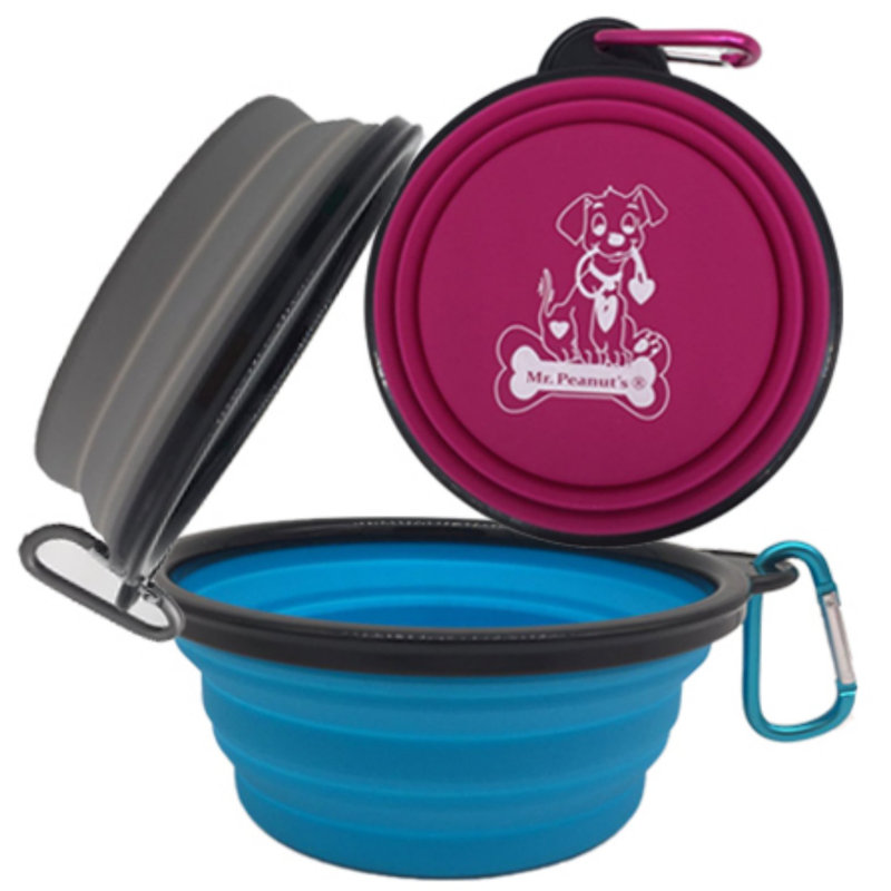 XL 25 Oz Collapsible Silicone Pet Bowls with Carabiner Clips, Pack of 3