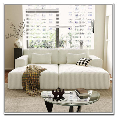 Corduroy Double Sofa Bed with 2 Pillows