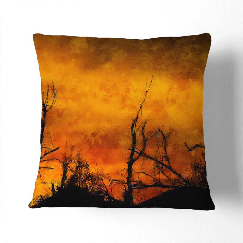 Oklahoma Sunset Painting Square Throw Cushion, 55cm H x 55cm W x 20cm D, White