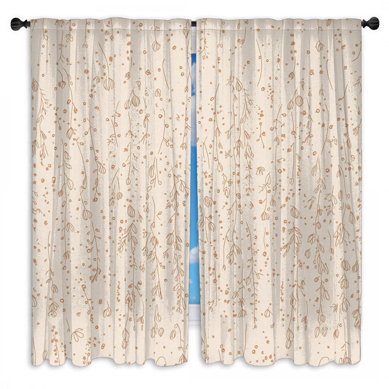 Floral Window Curtains Pattern Sheer & Room Darkening - 2 Panels, Room Darkening, 20in x 80in - 2 panels