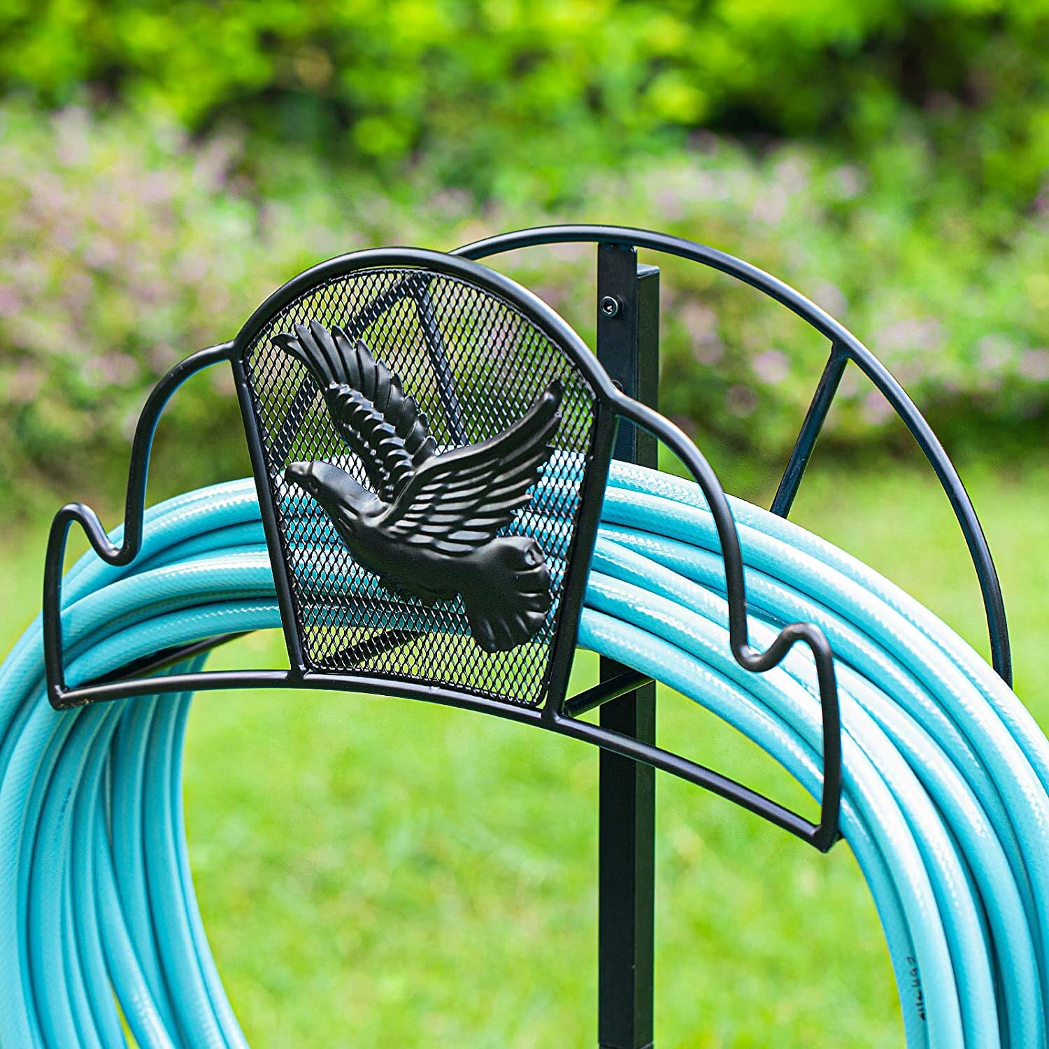 EVEAGE Metal Garden Hose Holder Stake, Heavy-Duty Water Hose Stand
