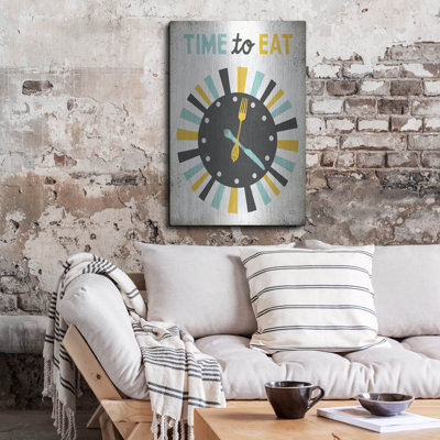Art mural en métal Winston Porter «Retro Diner Time To Eat» par Michael Mullan