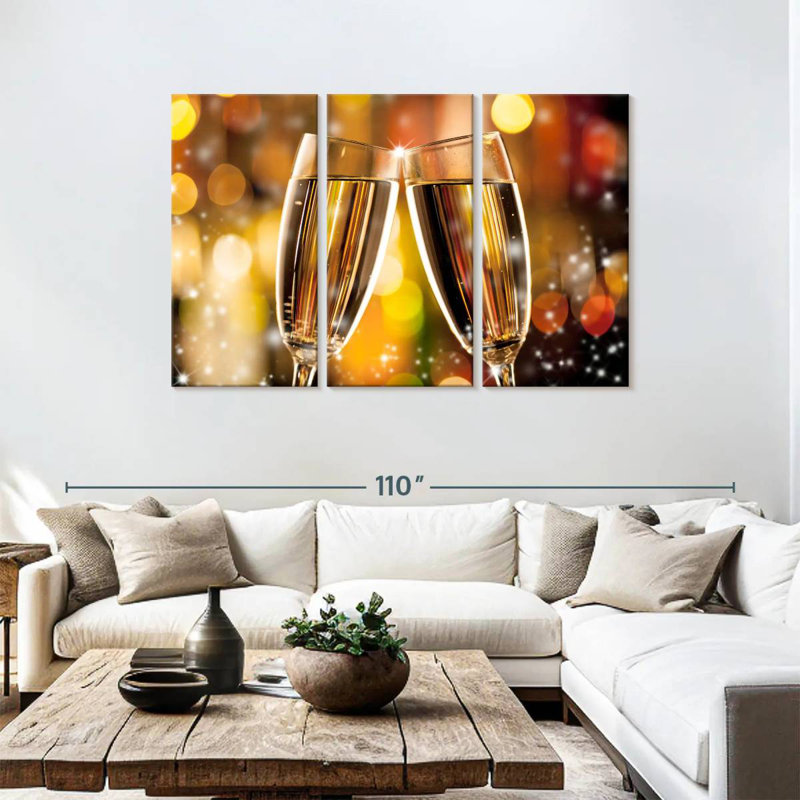 Yarlin Champagne Glasses Clinking, 48" H x 74" W