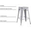 Tabourets de bar sans dossier, légers, industriels, contemporains, rustiques, rétro, côtiers, en métal, sans dossier et 4 pieds (ensemble de 2) (siège de 24 po, blanc vieilli)-1744817176-1744817158