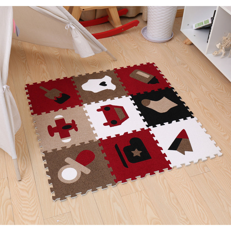Sorbus Interlocking Kid's Puzzle Set 0.5" Thick Nap Mat, 9 Interlocking Tile Pieces