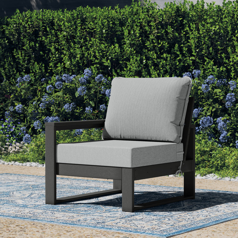 Fauteuil de patio à assise profonde avec cadre gauche, Gris, Gris clair