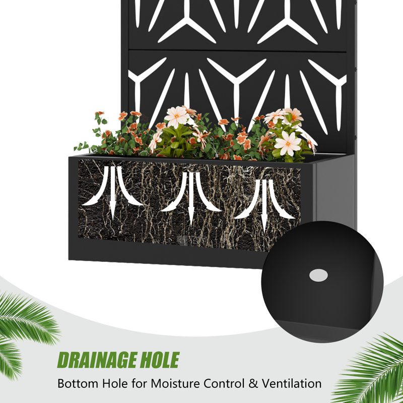 Iona 59 in. H x 30 in. W Planter Box with Trellis, Black