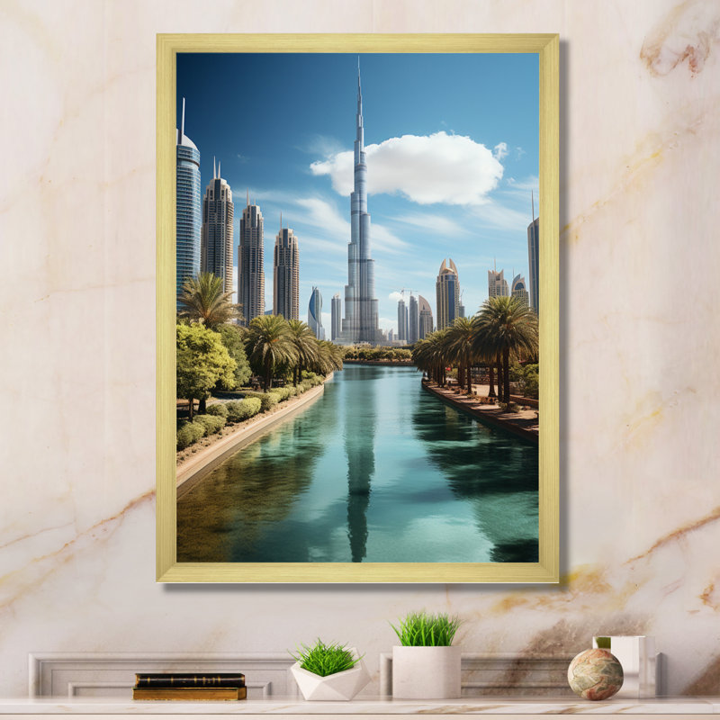 Impression sur toile Cityscapes, H 32 po x l 16 po x P 1 po, Encadrement doré