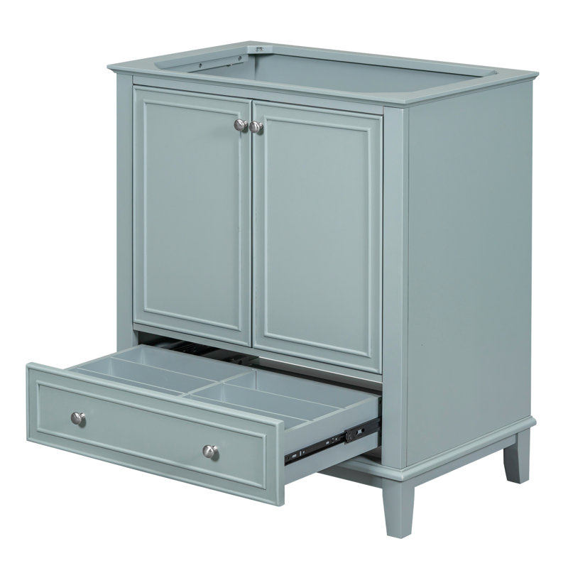 Base de meuble-lavabo de salle de bain, 30 po, armoire de rangement multifonctionnelle de 30 po de style moderne, tiroir en bois massif et portes, tablette réglable, assemblage requis