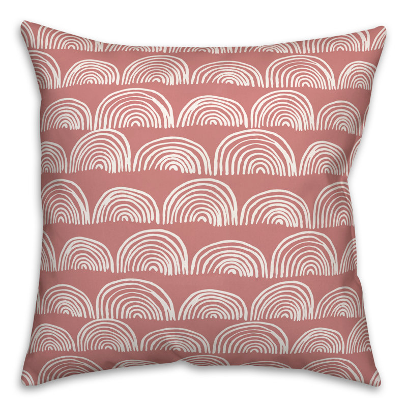 Abstract Outdoor Throw Pillow, 16" x 16", Pink