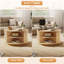 Table basse ronde de 80 cm avec plateau relevable, portes coulissantes cannelées et rangement-2039637604