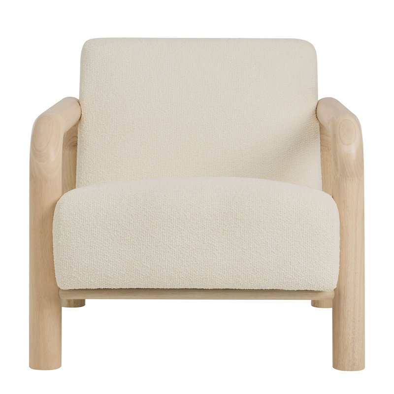 Fauteuil d'appoint Sereno Boucle, Crème, crème, Bois de chêne
