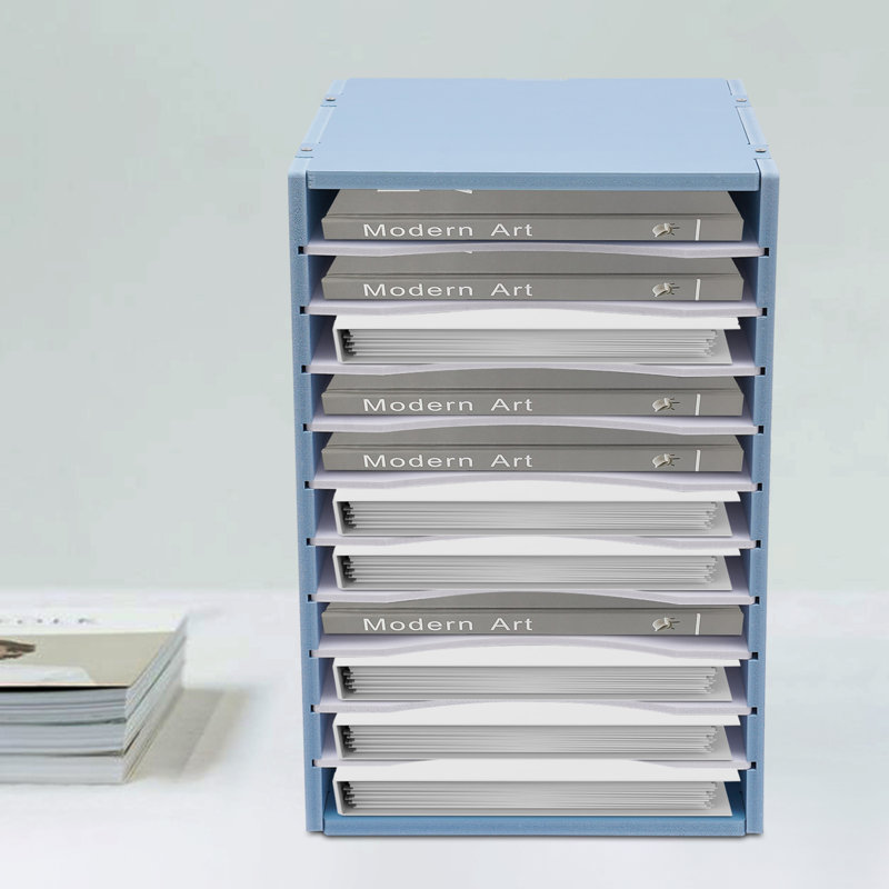 Hyeng 11-grid Adjustable Desktop File Organizer, Blue