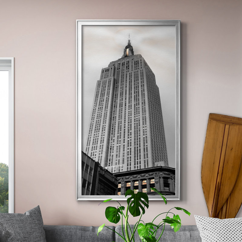 Empire State Building - Photographie sur toile avec cadre photo, Cadre argenté, H 22,5 po x l 42,5 po x P 1,5 po