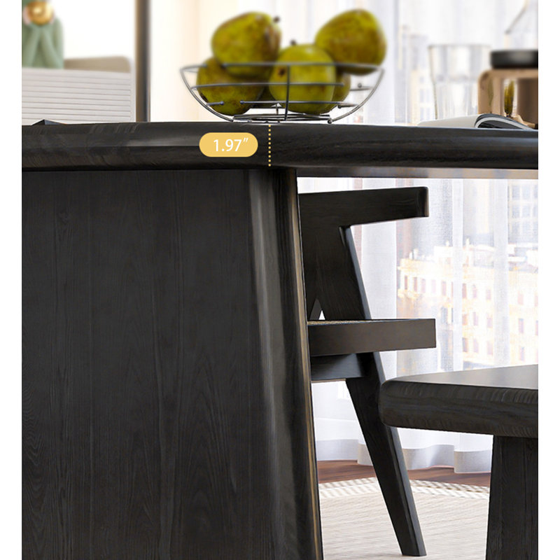 Table de salle à manger rectangulaire en bois massif Wabi-sabi, H 29,53 po x L 62,99 po x l 27,56 po