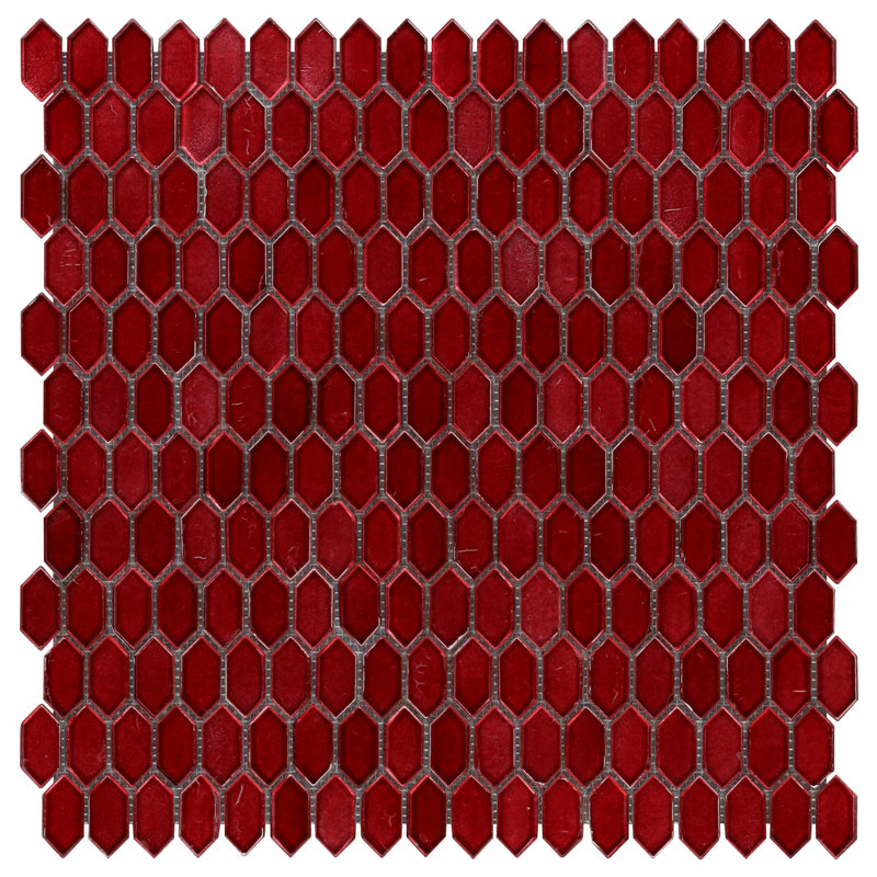 Whisper 11.61" x 11.73" Polished Mini Picket Glass Mosaic Wall Tile (0.94 Sq. Ft. / each), Red