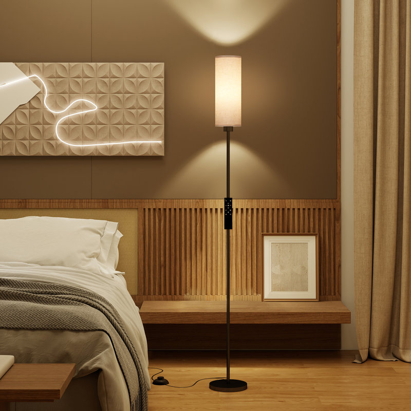 155 CM LED Floor Lamp With Bulb, Reading Lamp With Remote Control, Standing Light For Bedroom, balck