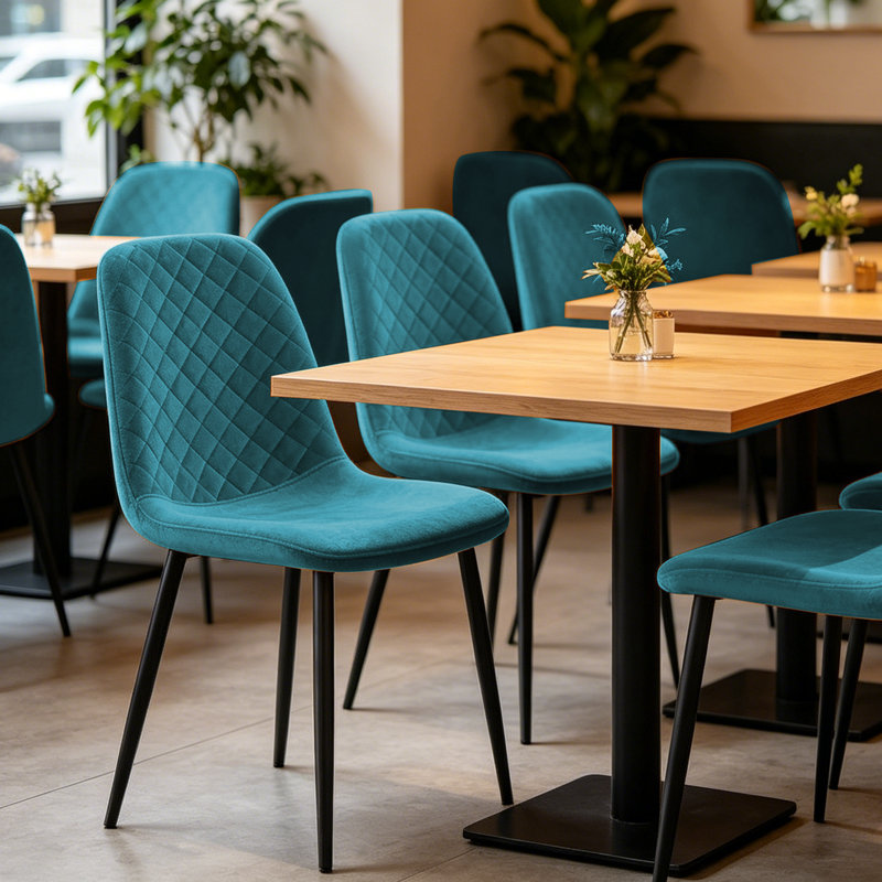 Velvet Upholstered Dining Chair with Metal Frame , Dark Teal