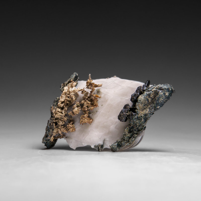 Silver On Calcite Crystal Cluster  Matrix From Bouismas Mine, Zagora, Morocco
