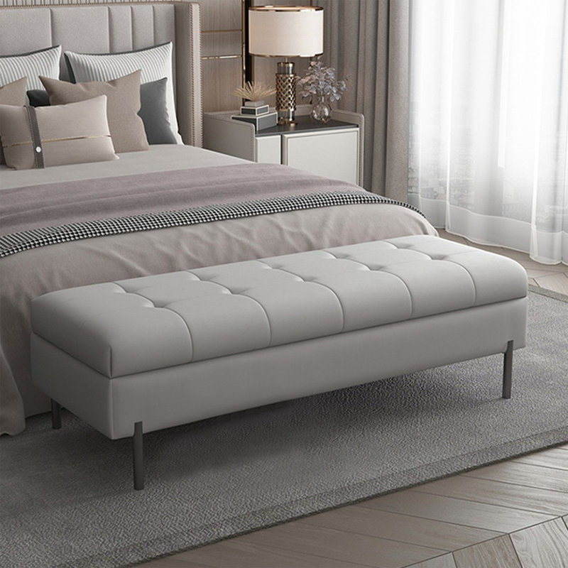 Light Gray Upholstered Bench, Light Gray, 15.75" H x 70.87" W x 15.75" D