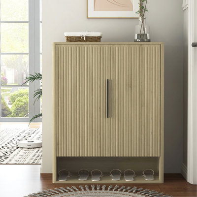 Shoe Storage Cabinet, Wooden Shoe Cabinet With Doors Modern Shoe Organizer With Adjustable Shelves,For Entryway, Hallway, Living Room