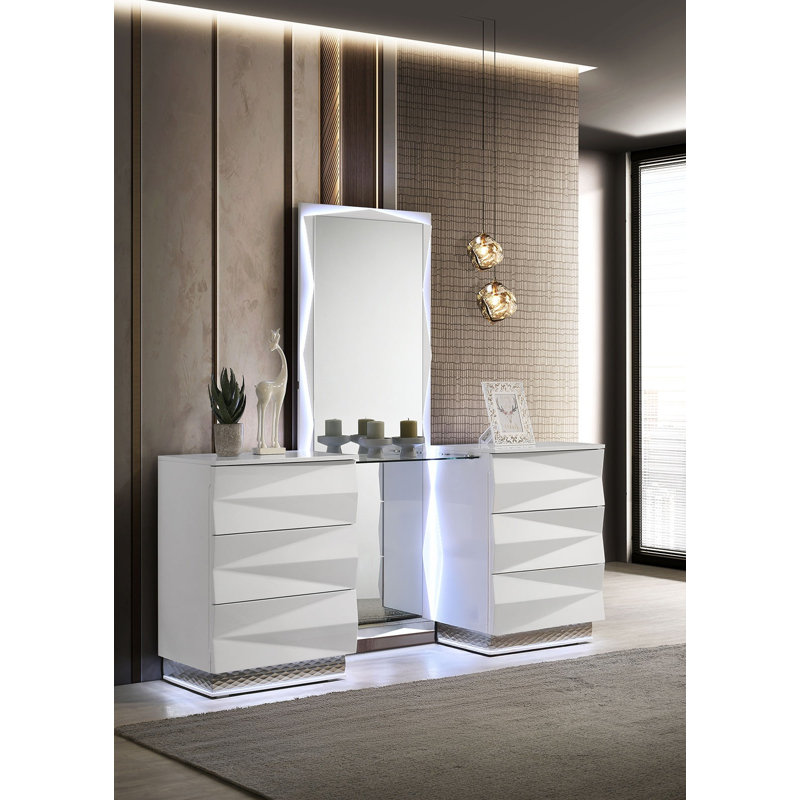 Ensemble de meuble-lavabo blanc avec tiroirs de rangement miroir
