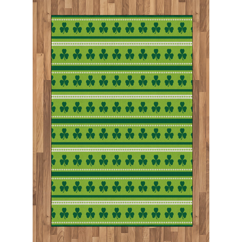 Irish Green High Density Long Fiber Poly Threads Decorative Area Rug Carpet, Rectangle 4' x 5'8"