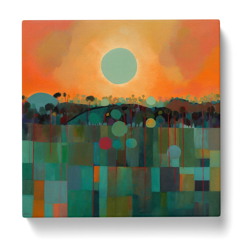 Art Deco Sunset Colour Field - Wrapped Canvas, 35cm H x 35cm W x 3cm D