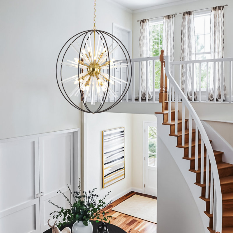 12-Light Globe Modern Crystal Chandelier For Entrance Stairwell/Bedroom/Dining Room/Living Room/Hallway, Gold