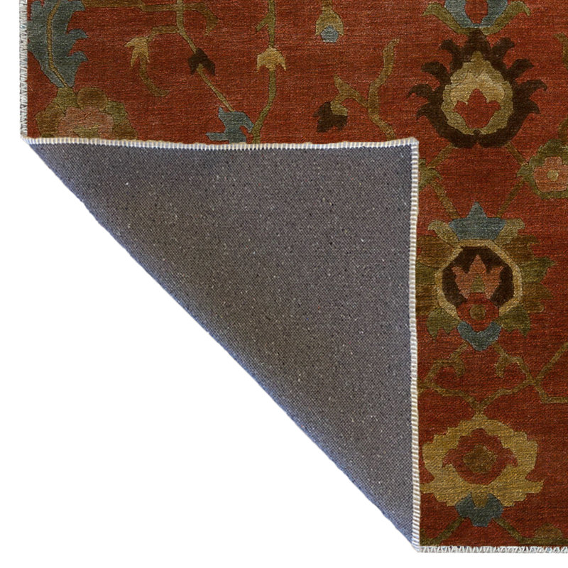 Orange Themed Multi-Colored Mixed Floral Patterned Creative Modern Decorative Rug, Runner 3'9.81" x 9'10.11"