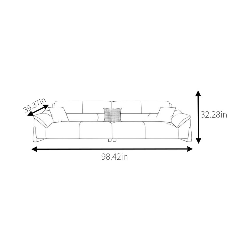 Canapé moderne en tissu simple, H 32,28 po x l 98,42 po x P 39,37 po, 3