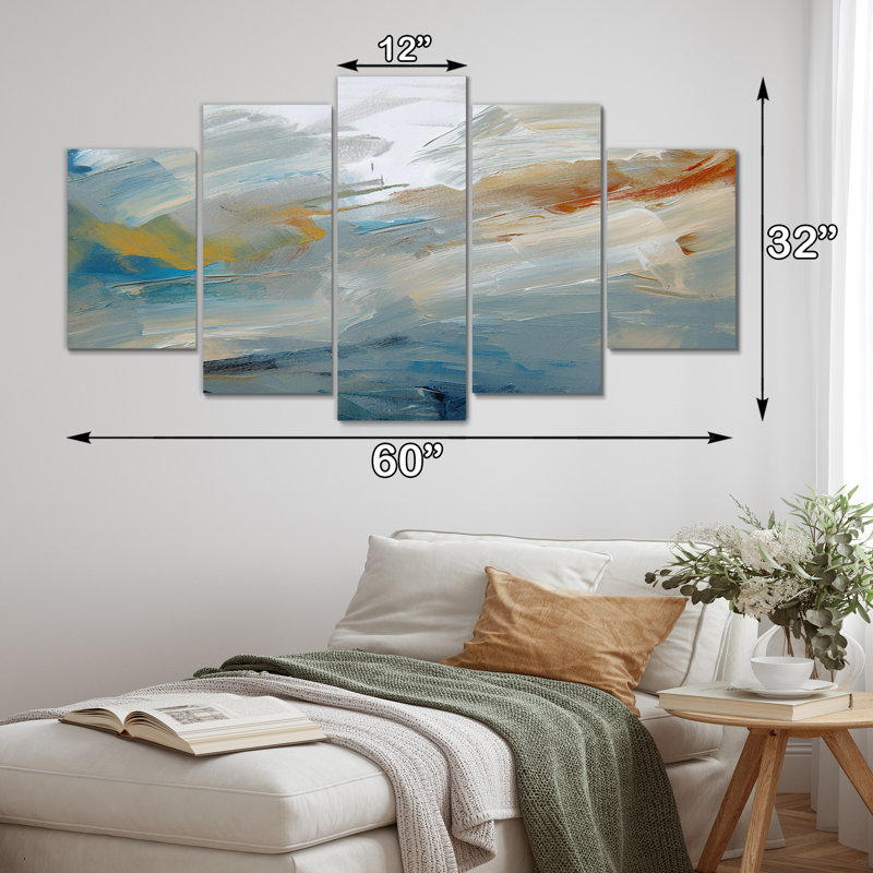 «Comforting Blue Nova Awesome Abstract II», reproduction sur toile abstraite - 5 panneaux