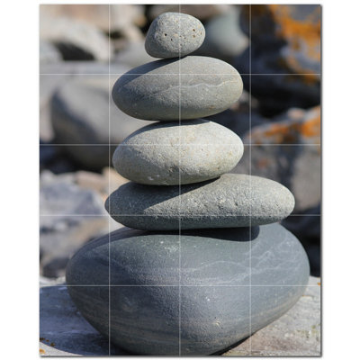 Rocks Photo 4.25'' x 4.25'' Satin Ceramic Decorative Mural