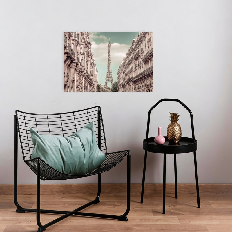 Iconic Paris Eiffel View Retro Vintage Abstract Architecture City Wall Art Print, 16" H x 24" W