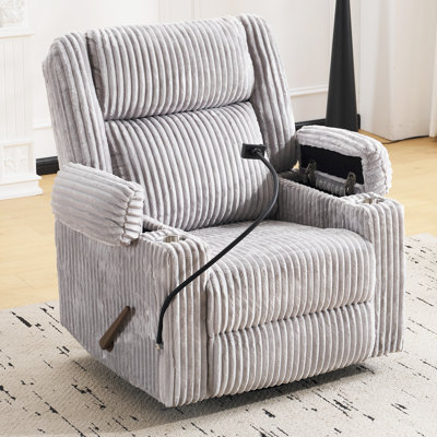 Zeno Manual Recliner With Armrest Storage, Featuring An Adjustable Headrest, Phone Holder, And Side Pockets