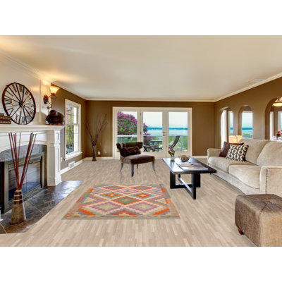 Geometric Kilim Reversible Wool Area Rug 5x7