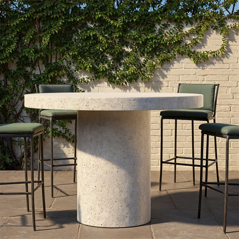 Table de salle à manger Kareen, Rond 60 po  , Terrazzo ivoire, Table de bar (hauteur 41,75 po)