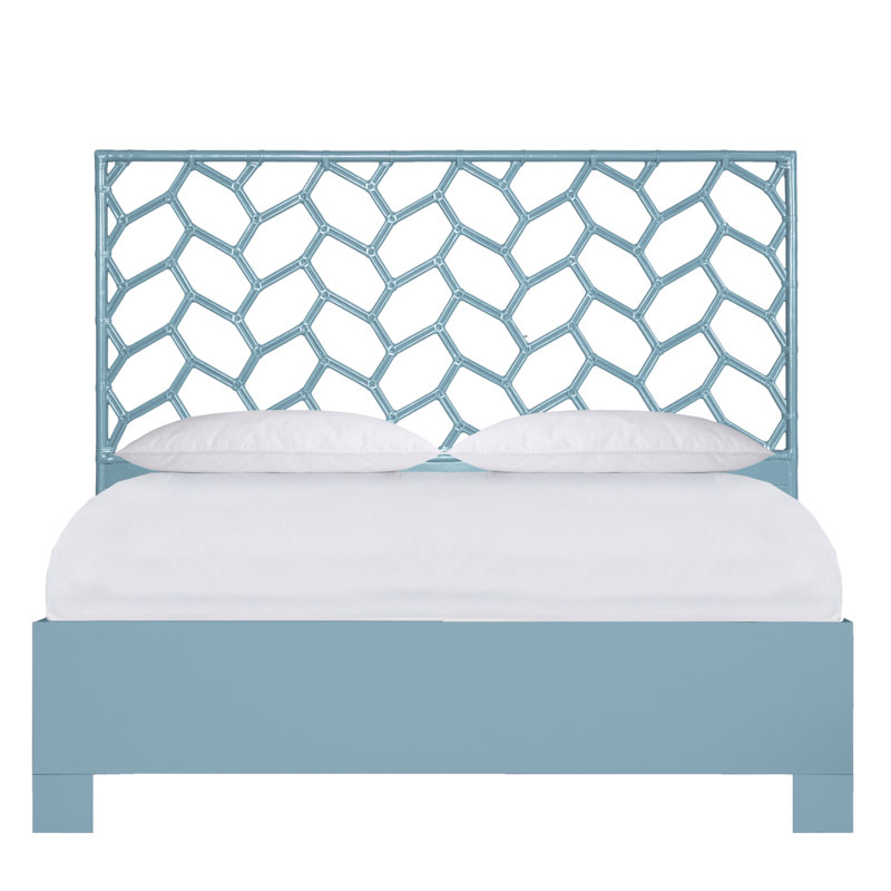 Silas Queen Standard Bed, Black, King, Pool Blue