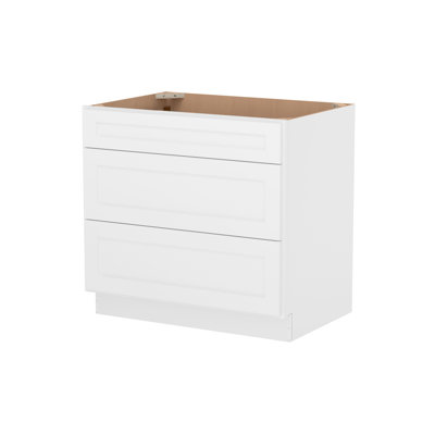 Furinno Shaker Drawer Base Kitchen Cabinet with 3-Drawers, Ready to Assemble, 24 D x 36 W x 34.5 H, White
