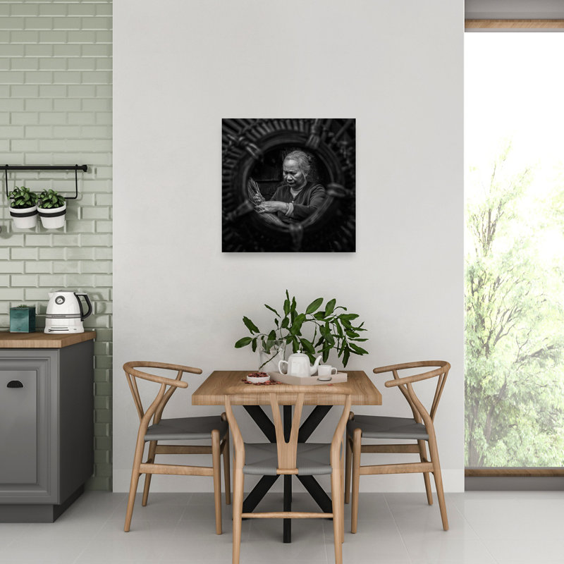 Art mural vieilli, panier de tissage traditionnel, H 32 po x l 32 po