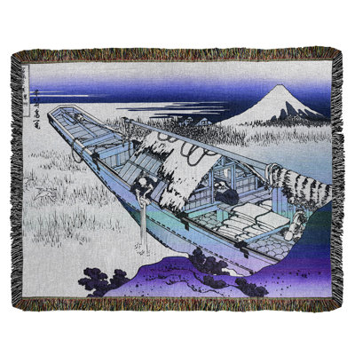 Jeté en coton Katsushika Hokusai Ushibori dans la province d'Hitachi