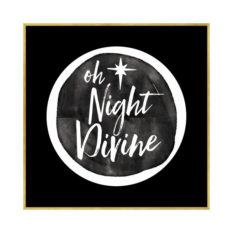 «Oh Night Divine», reproduction d'art sur toile encadrée, H 18 po x l 18 po, Cadre flottant sans passe-partout, Doré