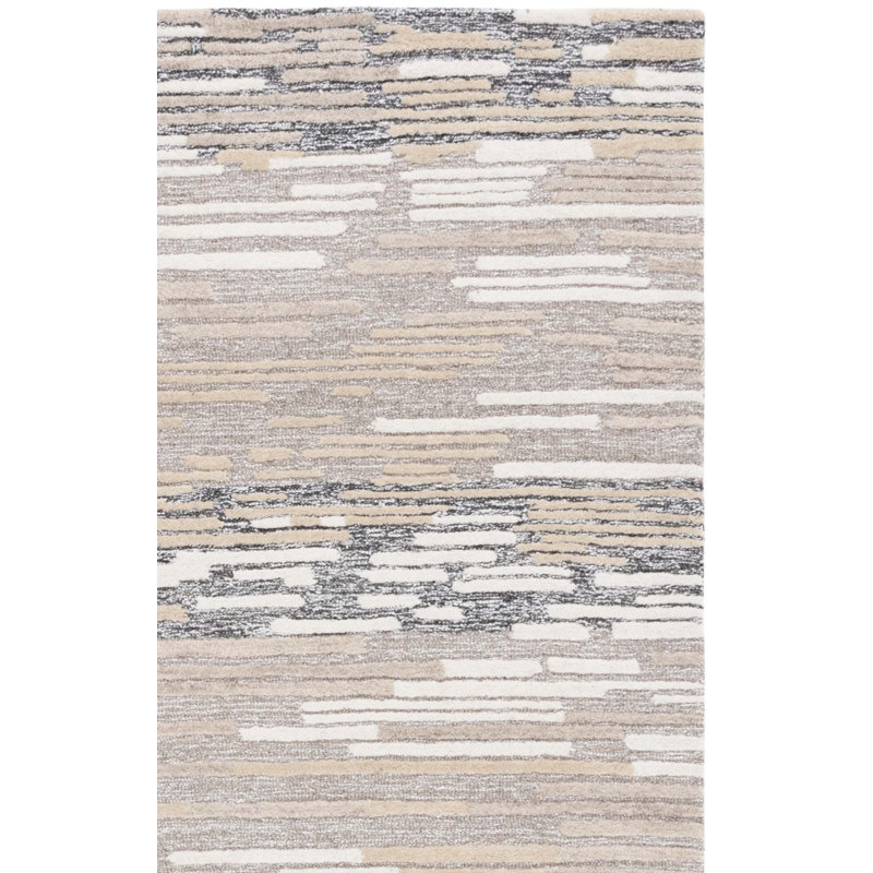 Tapis en laine / coton touffeté à la main Jeyda brun clair / beige, Carré 7 pi