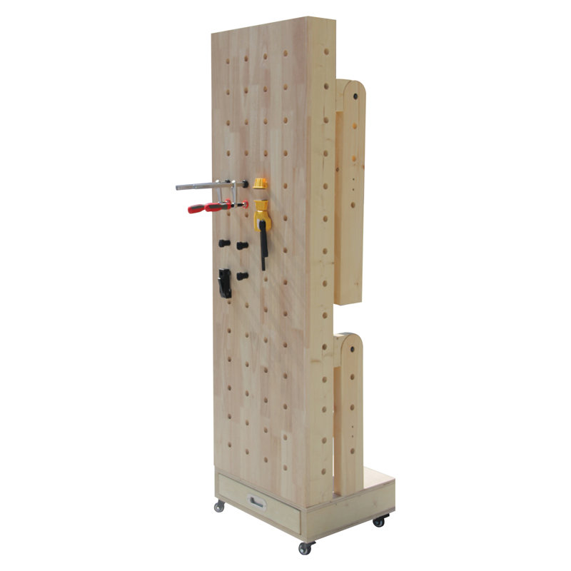 Foldable Workbench With Storage Drawer,Solid Wood Top