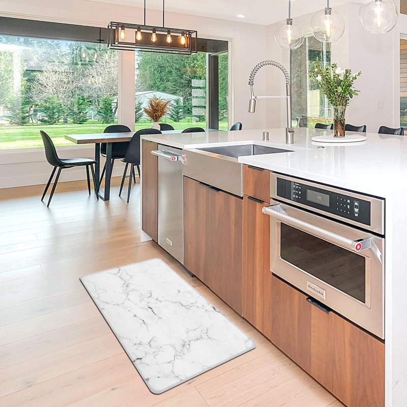 Tapis de cuisine en marbre Marble Anti-Fatigue, Blanc