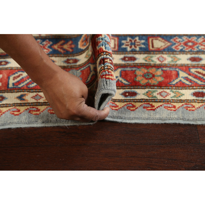 Tapis gris noué à la main de conception unique 5 pi 11 po x 8 pi 6 po