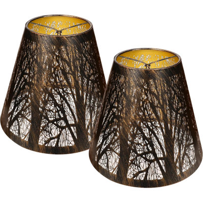 Ensemble de 2 abat-jour lustre, petit abat-jour à pince en métal, haut 3 po x bas 6 po x H 5 po, motif forêt gravée pour ampoules, lustres et appliques candélabres